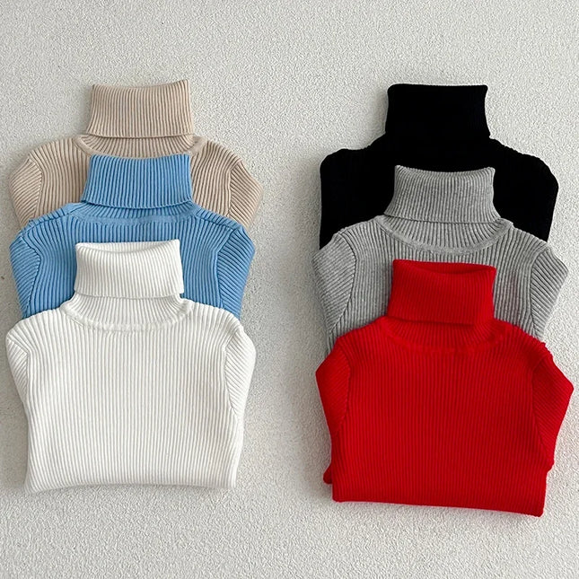 1-6Y Boys Girls Turtleneck Sweaters Autumn Baby Sweater Kids Sweaters For Winter Knitted Bottoming Boys Sweaters Children's Clothing