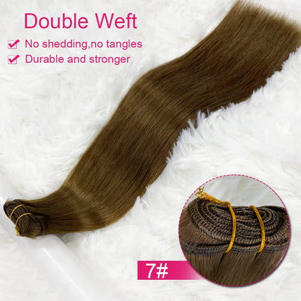 Double Weft Russian Remy Real Human Hair Weave Weft Extensions Full Head 100g Machine Weft 100% Thick Bundle Ombre BrazilianHair