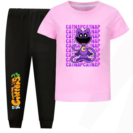 Smilings Critters Cat Outdoor Clothing Children Top Tracksuit for Girls Boutique Clothes for Trips Striped Children's Fashion