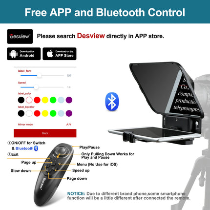 Desview T3 Teleprompter for Smartphone Tablet Camera DSLR Wide Angle Lens for up to 11 Inches for Interview VLOG Video Recording