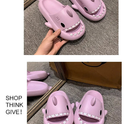 New Shark Slippers for Women Men Shoes Shark Flip Flops Beach Slides Female Home Slipper Bathroom Non-Slip Thick Sandals Couples