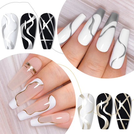 5ml Super Bright Silver Metallic Painting Liner Gel Nail Polish Drawing Stripe Graffiti Mirror Pull Line UV Gel Varnish