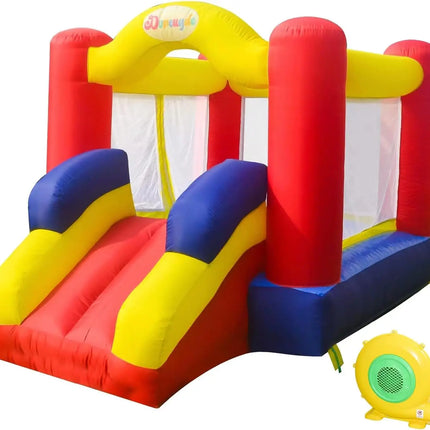 Outdoor Bounce House with Slide Inflatable Bouncer Backyard Playground Sets with Blower, Dart Target Game for Kids 6.6x9.6x5.8ft