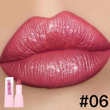 USHAS New Pearlescent & Matte Lipstick Long-Lasting Transfer-Proof Waterproof Non-Stick Cup Formula