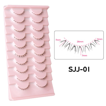 10Pairs Bottom Eyelashes Manga Lower Lashes Clear Band Wispy Small Flame Under Eye Lashes Korean Makeup Cosplay Tools