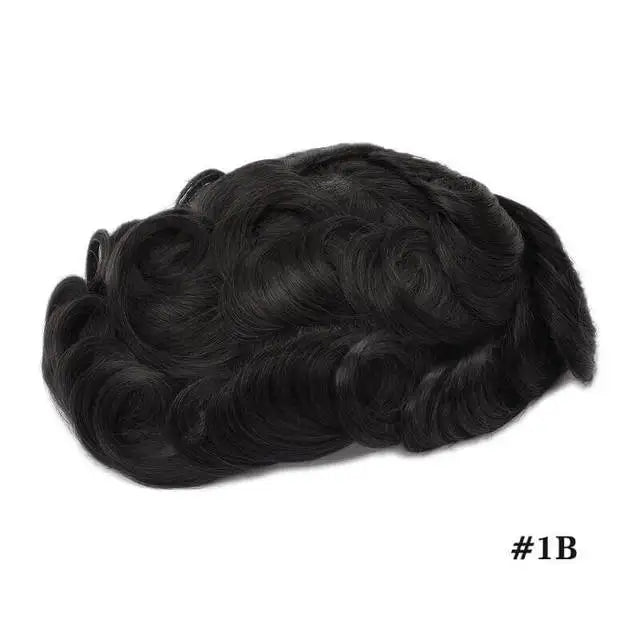 Men's Wig, Men's Toupee, Swiss Lace Front Indian Human Hair System, Lace PU Male Prosthetic Hair, Human Hair Wigs, Natural Hairline, 130% Density