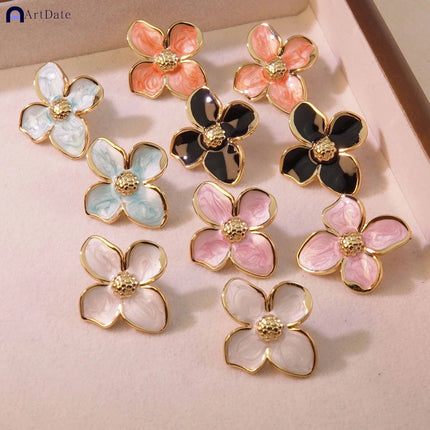 New Temperament Flower Earrings for Women Girls Sweet Korean Fashion Gold Color Crystal Zircon Party Accessories