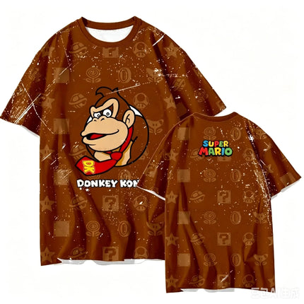 Retro Super Mario Football Jersey T-shirt Kids Unisex V-neck 3D Print Daisy Graphic Tee Mesh Fabric Summer Streetwear Casual Top