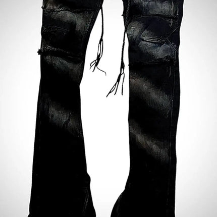 Ifsixwasnine Vision Washed Striped Lace-Up Slim-Fit Pull Jeans