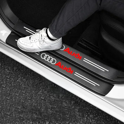 High-quality Carbon Fiber Car Door Sill Protector Sticker For quattro Audi Q5 Q3 Q2 Q7 A3 B5 B6 B7 B8 B9 8P A4 C6 C5 A1 A6 A7