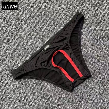 Sexy Open Crotch Panties Men Crotchless Underwear Ice Silk Plus Size Hole Briefs Erotic Male Lingerie Night Wear
