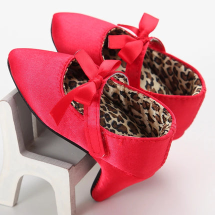 10CM/10.5CM Fashion Infant Newborn Baby Girl High Heels Shoes Princess Bow First Birthday Party Shoes Photo Props Shoes