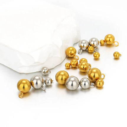 20pcs Stainless Steel Solid Ball Beads Charms Pendants for Necklaces Making DIY Jewelry Earrings Bracelets Findings Wholesale