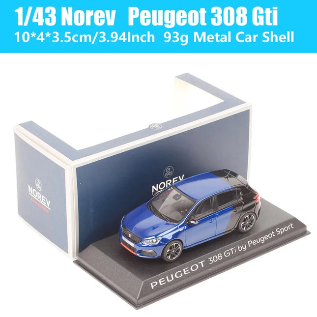 Norev 1/43 Scale Peugeot 308 Gti Sports Car Model Diecasts & Toy Vehicles Acrylic Box Replicas Ccollection Blue Gift Miniatures