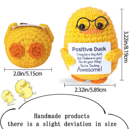 Positive Energy Pocket Hug Crochet Doll, Mini Handmade Knitted Plush Potato Turtle Vegetable Duck Funny Support Gift with Card