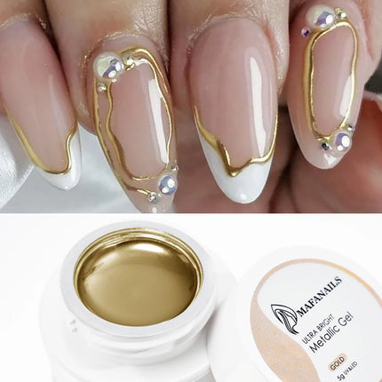 MingLee Silver Metal Gel Metallic Nail Polish Chrome 3D Metal Painted Gel Polish 5ml Liquid Mirror Effect Glossy Shine Manicure