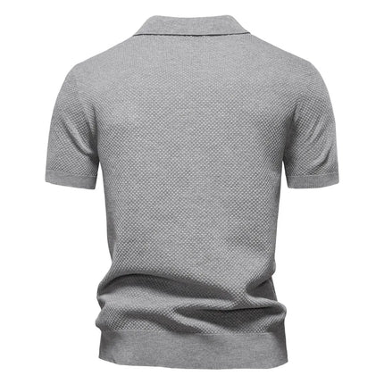 Summer New High-Quality Pineapple-Patterned Knitted POLO Shirt for Men, Casual Short-Sleeved All-Match Simple Top.