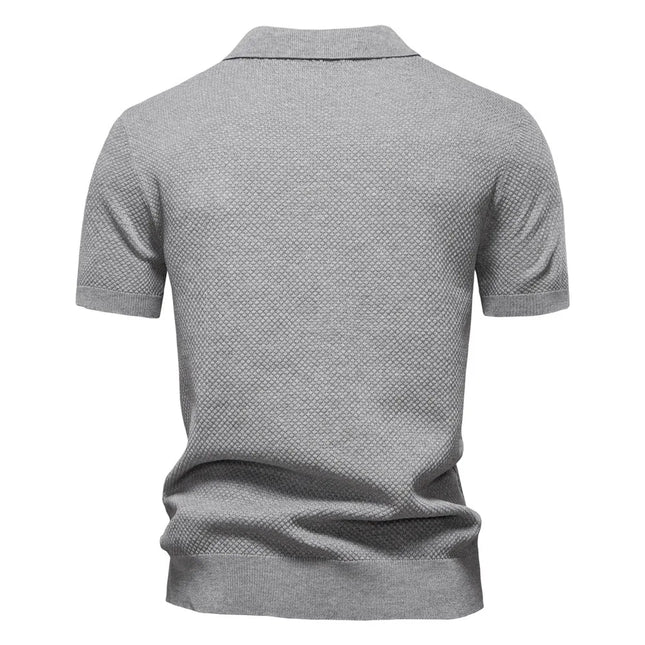 Summer New High-Quality Pineapple-Patterned Knitted POLO Shirt for Men, Casual Short-Sleeved All-Match Simple Top.