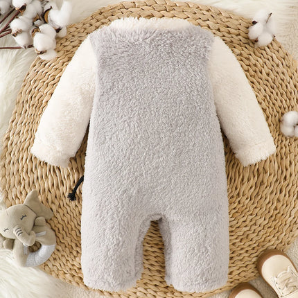IURNXB Baby Romper Fleece Elephant Plush Newborn Jumpsuit Outfit Long Sleeve Infant Onesie Homewear Costume Fall Winter 1-18M