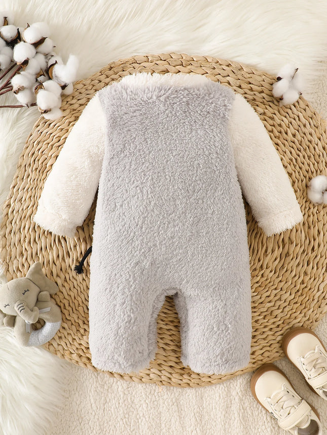 IURNXB Baby Romper Fleece Elephant Plush Newborn Jumpsuit Outfit Long Sleeve Infant Onesie Homewear Costume Fall Winter 1-18M