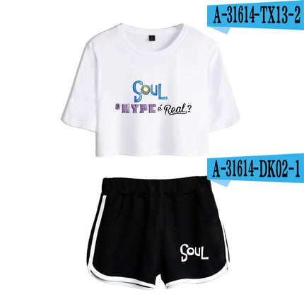 Youthful Movie Joe Gardner T-shirts shorts Pants Dew navel Sport Girls Short Sleeve Suits Sexy Girls Summer Two Pieces sets
