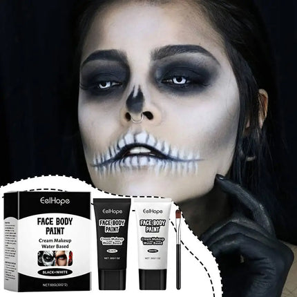 Halloween Black And White Makeup Foundation Cream Concealer White Halloween Zombie Cosplay Face Make-Up 1set Cream Face H4V0