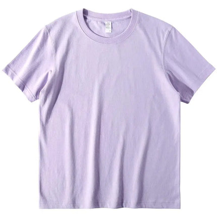 Men's and Women's T-shirts 300G Heavy Gray-purple Round Neck Short-sleeved T-shirts Women's Basic Pure Cotton Simple