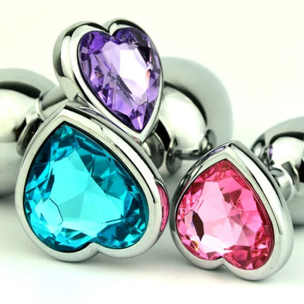 3 Size Anal Plug Heart Stainless Steel Crystal Anal Plug Removable Butt Plug Stimulator Anal Sex Toys Prostate Massager Dildo