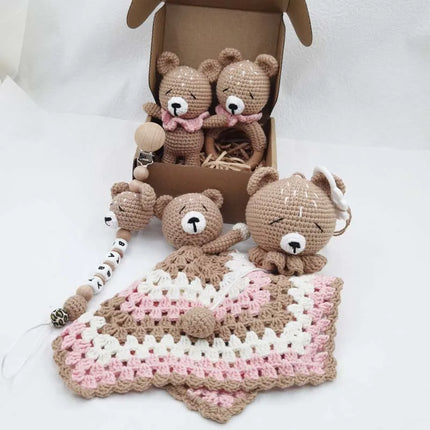 Newborn Mobile Gym Educational Ring Teething Toy Baby Cotton Baby Wooden Ring Rattle Crochet Wool Toy Customize Pacifier Chain