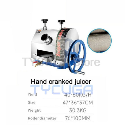 Stainless Steel Sugar Cane Juicer Manual Hand Crank Desktop Sugarcane Bagasse Juice Separator Sugar Cane Machine For Stall Use