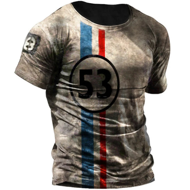 Summer Men's T Shirt 3D Printed American Top Short Sleeve Quick Dry Vintage T Shirt Men's O Neck Pullover Oversized Sportswear