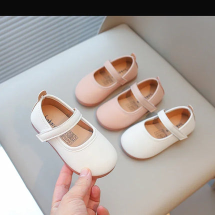 Girls Simple Leather Flat Shoes Fashion Princess Sweet Kids Flats Children Mary Janes for Wedding Party Classic Style Elegant