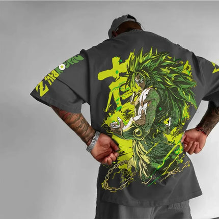 Japanese Anime Dragon Ball Broli Graphics T-shirts Men's Oversized Clothing Harajuku Y2K Short Sleeve Pure Cotton Sportswear