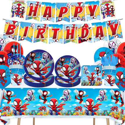 Spidey And His Amazing Friends Happy Birthday Party Decorations SpiderMan Theme Balloons Supplies Tablecloth Tableware Kids Gift