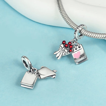 925 Silver Flowers Bouquet Rose Sunflower Blossom Petal Charms Beads Pendant Bracelet Necklace DIY Valentine's Day Gift Jewelry