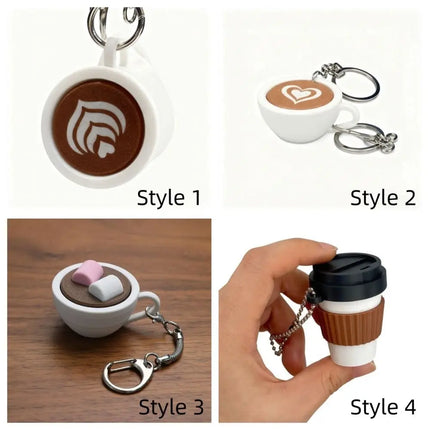 Funny 3D Printed Clicker Key Chain Simulation Sensory Finger Button Pendant Food Funny Fidget Coffee Calming Keychain Kids