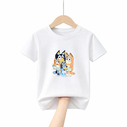 Soft Cotton Childrens T Shirt Bluey Theme 2026 New Breathable Loose Fit Tee for Boys Girls Holiday Gift