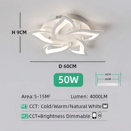 IRALAN Nordic Minimalist Ceiling Light With Remote Control Living Room Modern Creative Petal Design Ceiling Lamp Fixture Bedroom