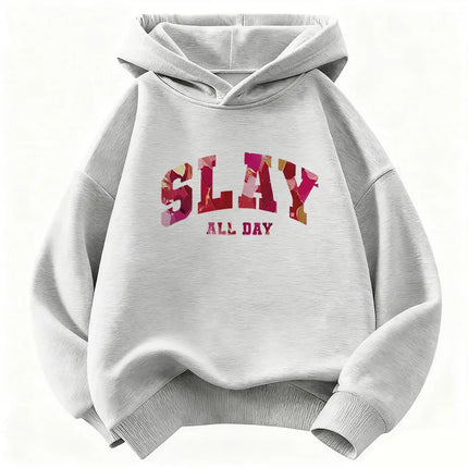 Y2k Slay All Day Letter Printed Kids Hoodie Children's Sweatshirt Hoody for Boys Girls Casual Hoodies Hip Hop Clothes