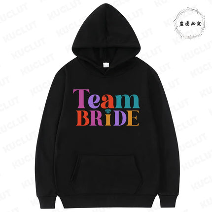 French Girls Hoodies: Future Bride & Team Bride Printed Pullover, Long Sleeve Sweatshirts for Bachelorette Party Single Farewell