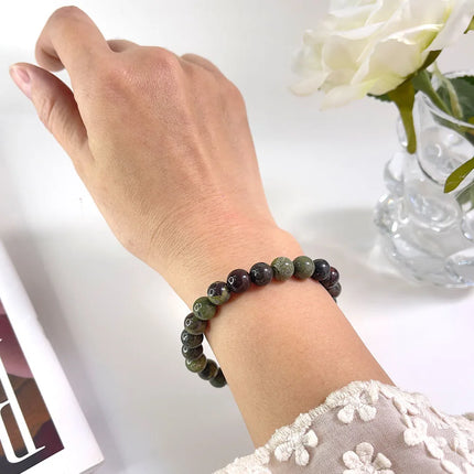 Natural Stone Pink Zebra Beaded Bracelet 6/8mm Dalmatian Jasper Rhodochrosite Agate Bracelet Gemstone Beads Bracelet