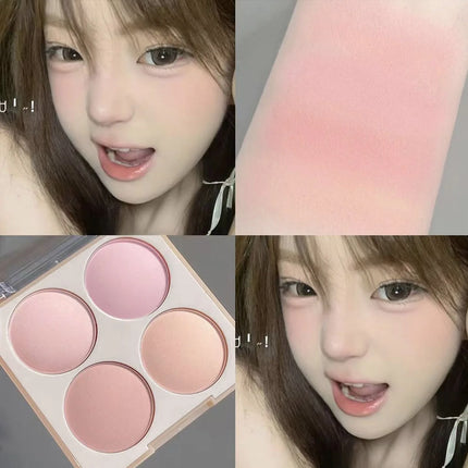 Smart 4-Color Matte Blush Palette – Natural Glow, Easy to Blend, Lightweight Cheek Color for Nude Makeup & Festival Looks