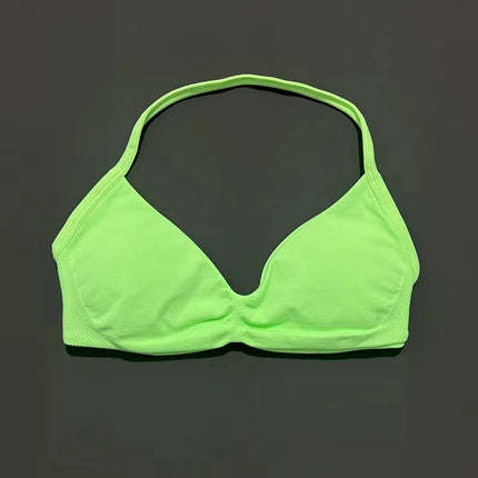 HISTELLO Sports Bra Push Up Strappy Sexy Open Back Gym Crop Top Removable Cups Women Workout Clothing Gym Top Halter Sport Bra
