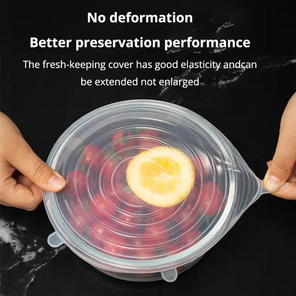 6Pcs/Set Transparent Silicone Bowl Covers Stretchable Universal Fresh-Keeping Lids for Refrigerator Oven