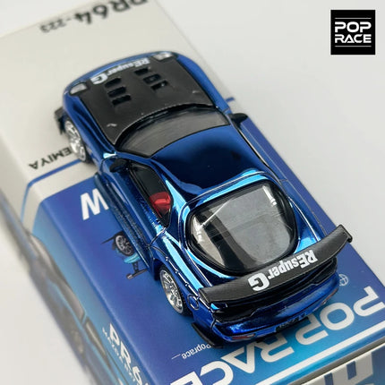 POPRACE 1:64 Chrome blue RX7 FD3S RE alloy car model 223