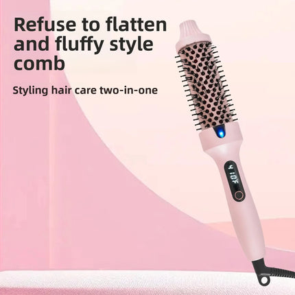 2 in 1 Electric Heat Straightening And Curling Comb Hair Styling Tool Multi Functional 38Mm Brush for Salon Household use