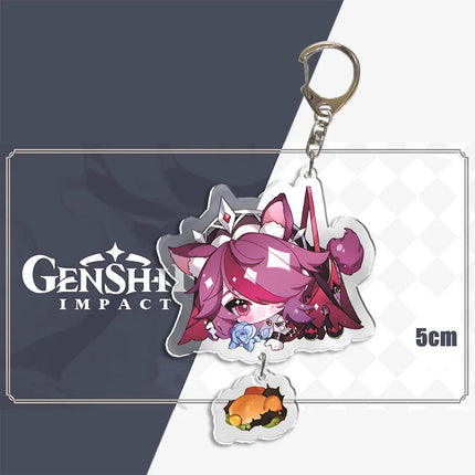 Genshin Impact Keychain Pendant ZhongLi Klee Raiden Shogun Xiao Wendi LingHua Car keyring Women Bag Charms Anime Game key chains