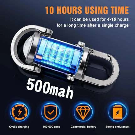 Rechargeable Mini Keychain Flashlight COB Working Light with Outdoor Hook Emergency Warning Light for Camping Walking Hiking