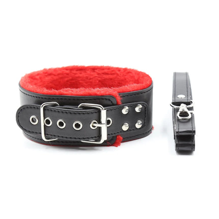Bdsm Collar Leather And Leash Plush Bondage Sex Necklace Fluffy SM Toys Restraints Sex Toys For Women Couples Adults Games
