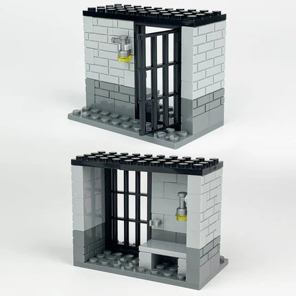 Classic Jail Building Model - Police vs Thief Brick Set for Collection and Display